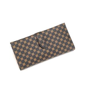 🟠Geometric Pattern Long Thin Wallet - Coffee Brown